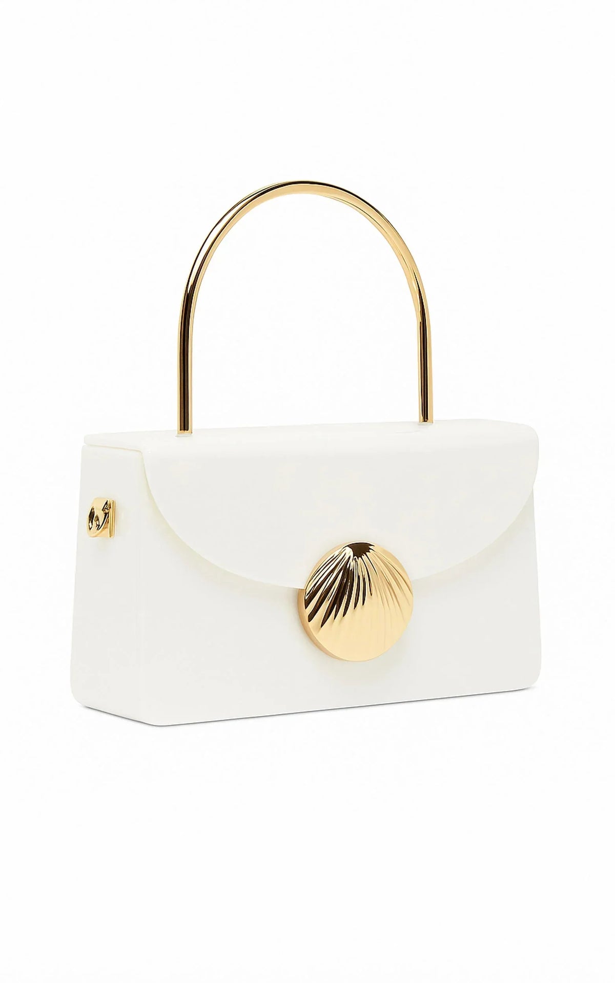 Opal Top Handle Shell Bag in Pearl